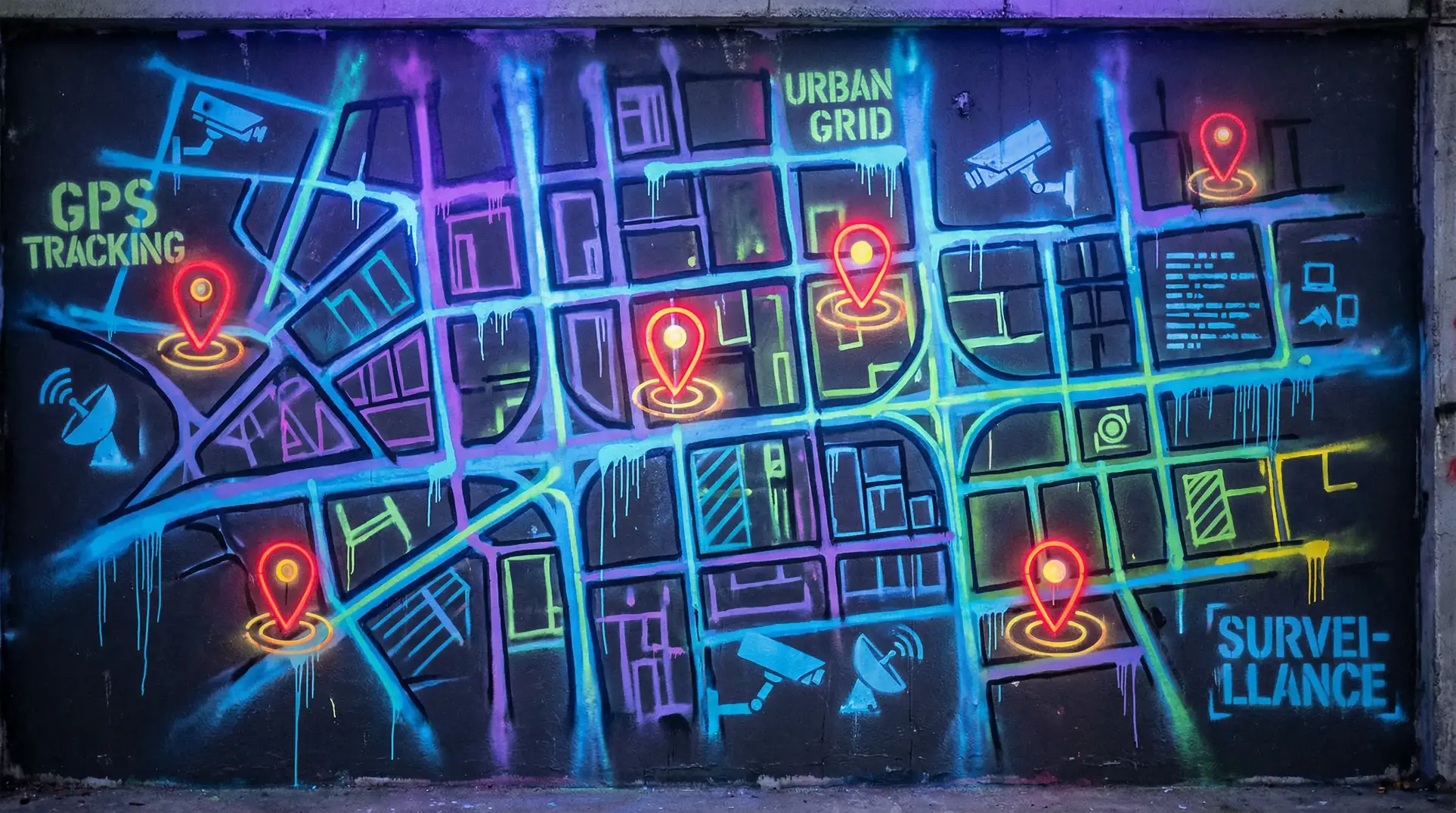春暖花开cc亚洲 狗仔追踪地图 - 城市涂鸦风格